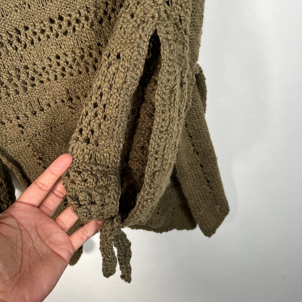 Free People Flower Child Tunic Sweater S Green Open Knit Eyelet Pullover - Picture 6 of 8